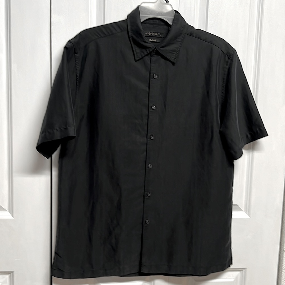 Axist Charcoal Dark Gray Silk Touch Shirt Sleeve Shirt Size L